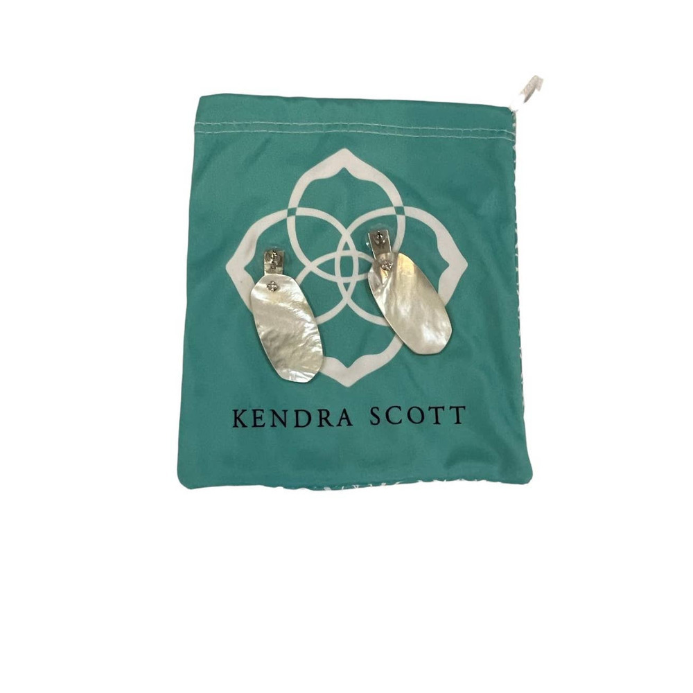 KENDRA Scott Ivory Silver Oval Drop Mother of Pearl Statement Earrings - Picture 6 of 10